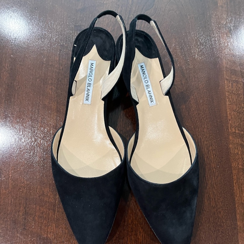 Manolo Blahnik Black Slingback Heels